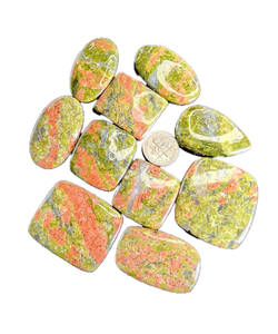 Lot de 10 cabochons en jaspe Unakite, formes et tailles variées, pour anneaux, pendentifs, macramé, bijoux, pierres précieuses - Product Image 1