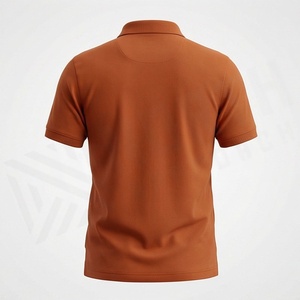 Men's Solid Color Knitted <b>Polo</b> Shirt Short Sleeve Casual Style <b>Orange</b> - Product Image 2