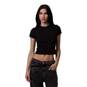 Camiseta Corta Ajustada para Mujer, 100% Algodón Suave, Estilo Casual Básico de Verano, Impresión de Logotipo Personalizado, Proveedor OEM ODM - Product Image 1