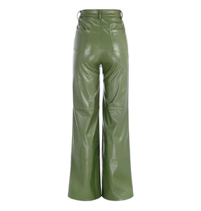 Nouvelle Arrivée - Pantalon Décontracté en Cuir Respirant Style Streetwear Taille Haute Élastique et Devant Plat pour l'Hiver - Vente Flash - Product Image 2
