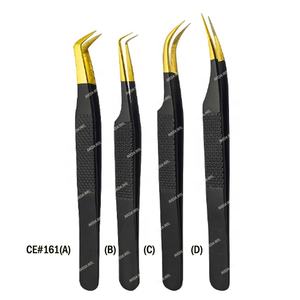 Pinzas profesionales de alta calidad de 2 piezas para extensiones de pestañas herramientas de maquillaje de Color blanco en forma de L personalizadas - Product Image 2