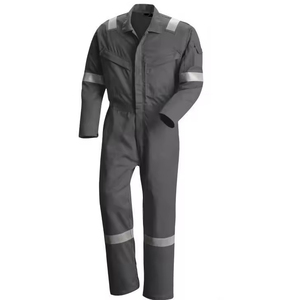 Combinaison de travail réfléchissante grise pour homme, manches longues, uniforme industriel avec bandes de sécurité - Product Image 1