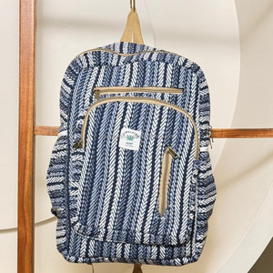 Eco-Friendly Hemp Striped Backpack Durable Natural Fiber <b>Bag</b> with <b>Laptop</b> Compartment Ideal for Travel School Hiking & Daily Use - Product Image 2