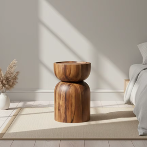 Tabouret en teck fait main Dam, design minimaliste contemporain avec finition naturelle écologique pour la décoration intérieure, les complexes hôteliers et les cafés - Product Image 3