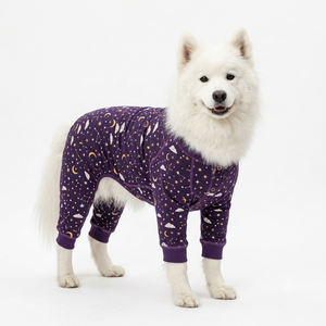 Purple <b>Printed</b> Dog Onesie With Stars Moon Clouds Pattern Knit Comfortable All Seasons Pet <b>Clothes</b> - Product Image 5