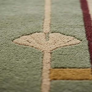 Alfombra Artesanal de Lana Verde con Borde Floral, Estilo Misionero, para Sala de Estar o Dormitorio, Decoración de Inspiración Vintage - Product Image 4