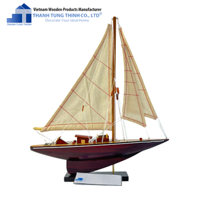 Thanh Tung Thinh Wooden Sailboat Model Handmade Coastal Decor Standing Type for Living Room - Product Image 3