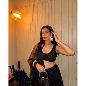 Designer A-Line <b>Lehenga</b> Choli for Parties Organza Fabric with Sequence Work and <b>Crop</b> <b>Top</b> Natural Waistline - Product Image 2