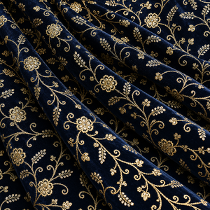 Tela de terciopelo bordada para Abaya, Kaftan, ropa modesta, diseño del Golfo y Emiratos Árabes Unidos, material textil de calidad de exportación para la industria de la moda. - Product Image 1