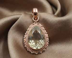Colgante de cuarzo limón natural en forma de lágrima, plata de ley 925, hecho a mano, estilo vintage, joyería con piedras preciosas, regalo para mujer, regalo de Navidad - Product Image 5