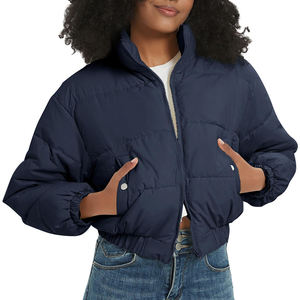 <b>Cropped</b> <b>Puffer</b> <b>Jackets</b> for Ladies Plus Size Winter Wear Short Bubble Coat Style 100% Polyester Detachable Collar - Product Image 3