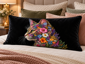 Housse de coussin florale pour chat, moderne, en velours, carrée, imprimée, motif animal, décorative pour canapé et maison - Product Image 3