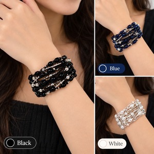 ชุดสร้อยข้อมือลูกปัดสีดำสไตล์โบโฮ คริสตัลไรน์สโตน ของขวัญเครื่องประดับสำหรับผู้หญิงแบบซ้อนกันได้ - Product Image 3