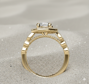 Anillo de Compromiso Vintage con Halo Octagonal Chapado en Oro Rosa - Product Image 2