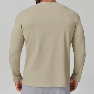 High Quality <b>Mens</b> Skin friendly Breathable Sports Leisure Solid <b>Long</b> Sleeve Cotton Blend <b>Mens</b> <b>T</b> <b>Shirt</b> - Product Image 5