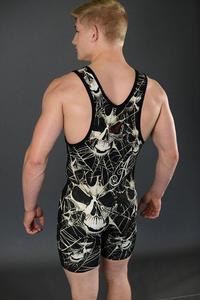 Débardeur de compression unisexe sans manches en polyester, sublimé, coupe ajustée, pour le fitness, motif Tête de mort et Toile d'araignée - Product Image 3