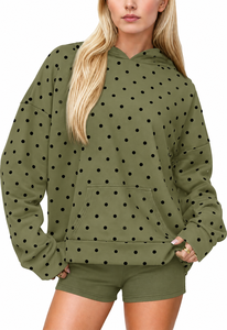 Sweat-shirt à capuche unisexe surdimensionné tendance, imprimé à pois sur le devant, 100% coton, brodé, hiver, service OEM personnalisable - Product Image 6