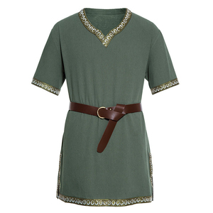 New Style Vintage Men s Clothing Cotton Polyester <b>Medieval</b> Tunic <b>Shirts</b> Short Sleeve Cosplay Costume Tops - Product Image 5