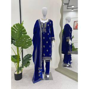 Conjunto de traje azul RTC para fiesta, talla XL, con bordado de hilo y lentejuelas, 1200g - Product Image 2