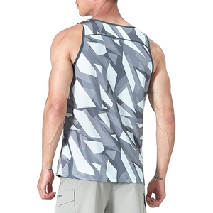 Clothing Gold High Quality Breathable <b>Loose</b> Fitness Yoga Blank Long Knitted <b>Tank</b> <b>Top</b> for Men Gym Anti-Pilling 100% Cotton - Product Image 3