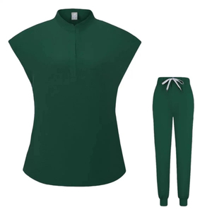 Conjunto de uniforme médico para mujer, blusa de manga corta elástica y pantalones elásticos para el trabajo en el sector sanitario - Product Image 6
