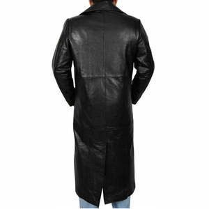 2025 New Custom <b>Men</b> Genuine <b>Leather</b> Trench <b>Coat</b> High Quality Eco-Friendly Quick Dry Breathable Winter <b>Long</b> <b>Coat</b> Custom Logo - Product Image 2
