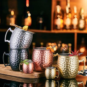 Taza Moscow Mule de Acero Inoxidable Martillado, Vaso de Cerveza de Metal Plateado, Vaso Aislado para Cócteles, Regalo para Bar o Fiesta - Product Image 3