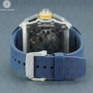 Montre de luxe Charm Jewells en acier inoxydable, boîtier de 40 mm, mouvement mécanique analogique, incrustée de diamants, bracelet tendance pour homme, 10 bars - Product Image 4