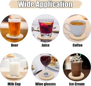 Sous-verres ronds en bois non finis, sous-verres en bois vierges pour l'artisanat avec points en silicone antidérapants pour la peinture DIY sur bois teinté - Product Image 2