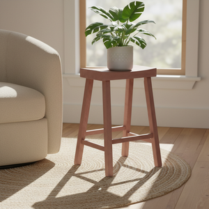 เก้าอี้บาร์ทรงสูง ไม้ยางพาราแท้ ทรงกลม ทันสมัย เรียบง่าย เฟอร์นิเจอร์บ้าน ทนทาน น้ำหนักเบา - Product Image 4