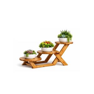 Support à plantes classique en bois massif, étagère de présentation intérieure/extérieure, support de rangement moderne pour pots de fleurs, pour maison, jardin, balcon - Product Image 3