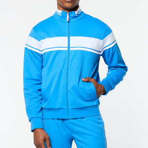 Ensemble de survêtement pour homme, bleu, à blocs de couleur, sweat-shirt et pantalon à fermeture éclair intégrale, coupe classique, respirant, style sportif, pour le printemps - Product Image 6