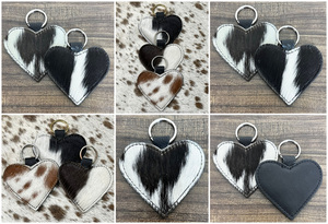 Nouveau Porte-clés Cœur en Cuir de Vachette Personnalisé 2026 – Accessoire Cadeau Unisexe en Cuir Véritable Style Western - Product Image 2
