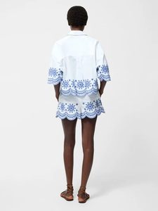 Quality Women's White Embroidered Casual Solid Chiffon Woven Short Two Piece <b>Set</b> Sleeveless O-Neck Crop Top Long Skirt 100% - Product Image 3