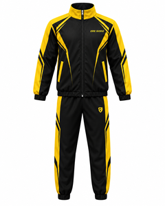 Custom <b>Windbreaker</b> Tracksuit Set Men's <b>Black</b> Yellow Sportswear Lightweight Stand Collar And Custom Logo - Product Image 1