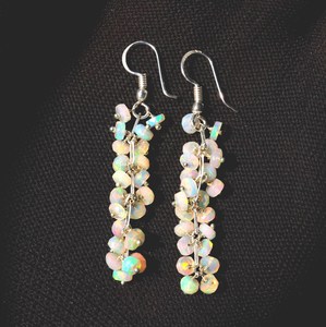 Boucles d'oreilles pendantes HAYAAT GEMS en opale éthiopienne, argent 925, perles cabochon multicolores, design tendance - Product Image 4