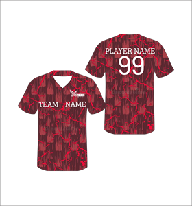 Custom Red Digital Camo Sublimation Baseball Jersey Mens Button Up Team Uniform Moisture Wicking <b>Athletic</b> Sports Shirt - Product Image 1