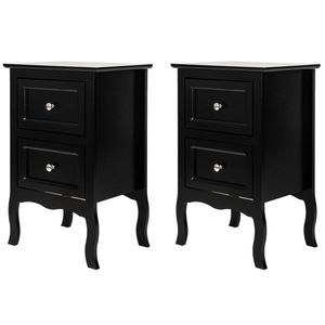 2pcs Black Country Style Large Size Two-Tier Nightstands Same Model As 46330063 - Product Image 4