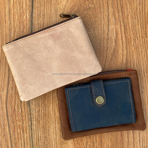 Mini monedero de cuero reciclado hecho a mano, tarjetero, billetera de bolsillo frontal delgada para tarjetero de mujer - Product Image 5