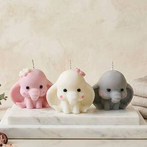 Lovely Cute Baby Elephant <b>Candle</b> Made of pure Soy wax with Best Quality Aroma Fragrance Available at Wholesale Price From India - Product Image 1