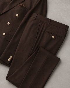 Costume homme sur mesure, style américain, marron chocolat foncé, grande taille, respirant, double boutonnage, col mandarin, plissé devant - Product Image 5