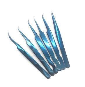 แหนบแยกขนตาสแตนเลสแบบแข็ง45องศาใช้จุดสีฟ้าออกแบบโลโก้ได้อย่างยั่งยืน - Product Image 4