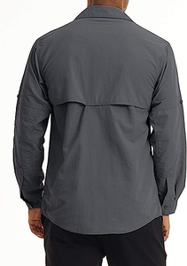 Camisa de Manga Larga para Hombre, Corte Regular, Color Sólido, Informal, para Otoño, Transpirable, 100% Algodón Tejido - Product Image 2