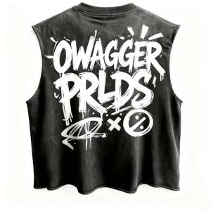 Débardeur Homme Oversize Personnalisable OEM 2026 – Effet Délavé Acide, Graffiti, Style Vintage Streetwear, Coton Vieilli Y2K Respirant - Product Image 2