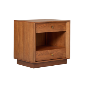 Solid Wood Nightstand Double Drawer Bedside Table Wooden Storage Cabinet Bedroom Furniture Modern Style - Product Image 1
