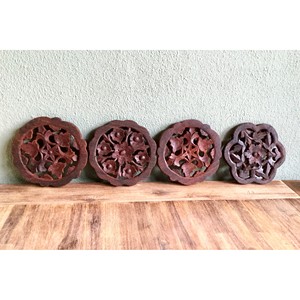 Soporte Decorativo Redondo Rústico de Madera de Sheesham Tallado a Mano para Colgar en la Pared, para Macetas, Venta al Por Mayor - Product Image 4