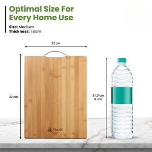 Planche à découper rectangulaire en bambou avec poignée en acier inoxydable, antidérapante, pour la cuisine, pièce unique - Product Image 5