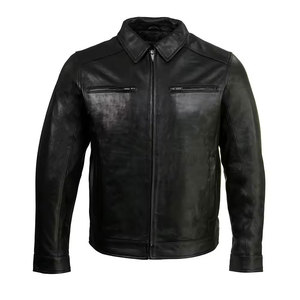 Veste en cuir de motard haut de gamme, coupe ajustée moderne, confort doux et élégante, idéale pour l'hiver - Product Image 1