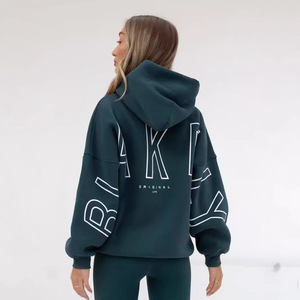 Women's Oversized Hoodie Full Sleeve Knitted Spandex Cotton Letter Print <b>Back</b> Breathable Autumn Wear <b>Drop</b>-Shoulder Style - Product Image 3