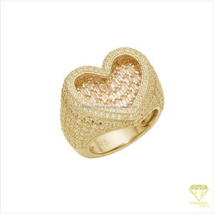Anillo de Plata de Ley 925 de Lujo con Moissanita y Diamantes en Forma de Corazón, con Aspecto de Piedra Brillante, para Compradores Mayoristas - Product Image 4